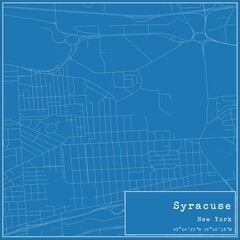 Blueprint US city map of Syracuse, New York.