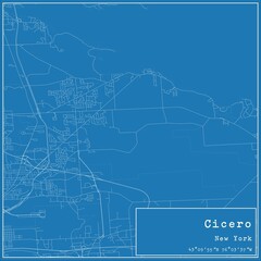 Blueprint US city map of Cicero, New York.