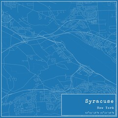 Naklejka premium Blueprint US city map of Syracuse, New York.