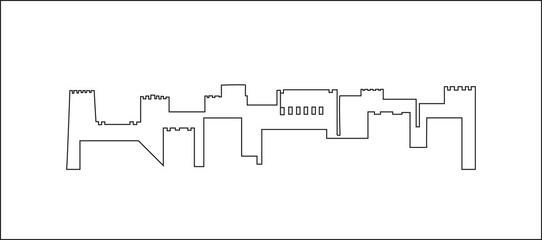Continuous line drawing of Oman skyline vector illustration