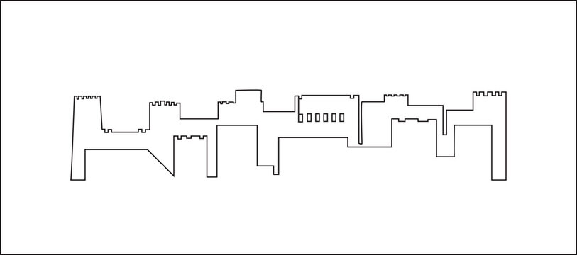 Continuous line drawing of Oman skyline vector illustration