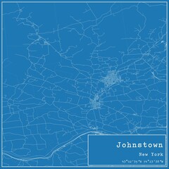 Blueprint US city map of Johnstown, New York.
