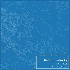 Blueprint US city map of Schenectady, New York.