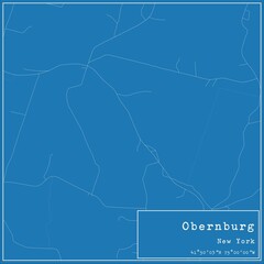 Blueprint US city map of Obernburg, New York.