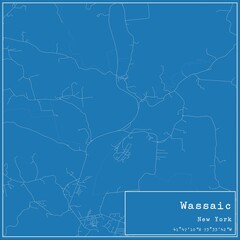 Blueprint US city map of Wassaic, New York.