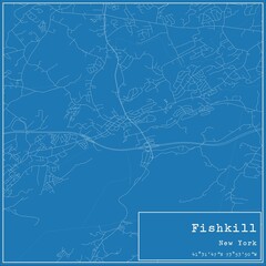 Blueprint US city map of Fishkill, New York.