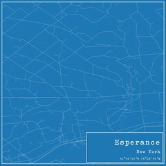 Blueprint US city map of Esperance, New York.