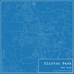 Blueprint US city map of Clifton Park, New York.