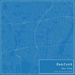Obraz premium Blueprint US city map of Seaford, New York.