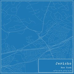 Blueprint US city map of Jericho, New York.