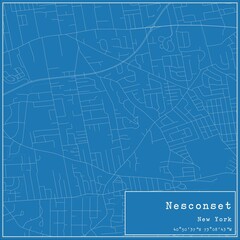 Blueprint US city map of Nesconset, New York.