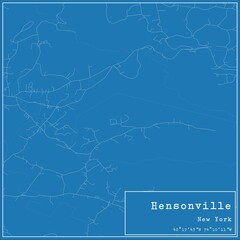 Blueprint US city map of Hensonville, New York.