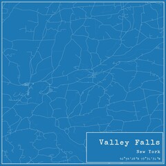 Blueprint US city map of Valley Falls, New York.