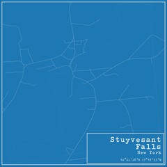 Blueprint US city map of Stuyvesant Falls, New York.