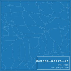 Blueprint US city map of Rensselaerville, New York.