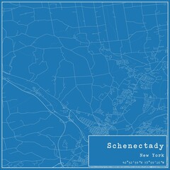 Blueprint US city map of Schenectady, New York.