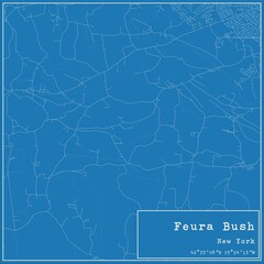 Blueprint US city map of Feura Bush, New York.