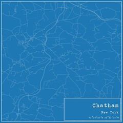 Blueprint US city map of Chatham, New York.