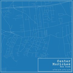 Blueprint US city map of Center Moriches, New York.