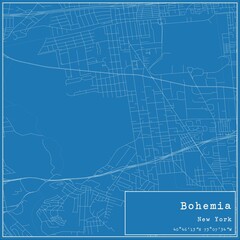 Blueprint US city map of Bohemia, New York.