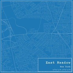 Blueprint US city map of East Meadow, New York.
