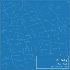 Blueprint US city map of Galway, New York.