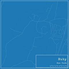Blueprint US city map of Ruby, New York.