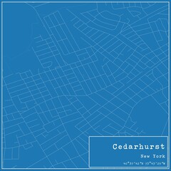 Blueprint US city map of Cedarhurst, New York.