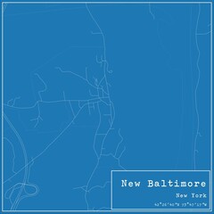Blueprint US city map of New Baltimore, New York.