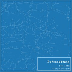 Blueprint US city map of Petersburg, New York.