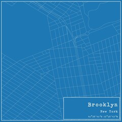 Blueprint US city map of Brooklyn, New York.
