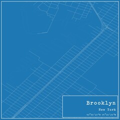 Blueprint US city map of Brooklyn, New York.