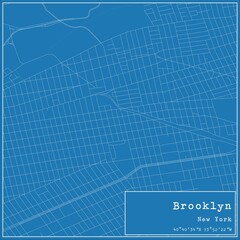 Blueprint US city map of Brooklyn, New York.