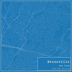 Blueprint US city map of Bronxville, New York.