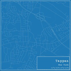 Blueprint US city map of Tappan, New York.