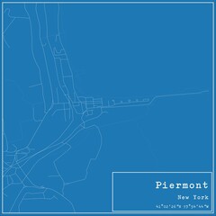 Blueprint US city map of Piermont, New York.