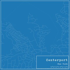 Blueprint US city map of Centerport, New York.