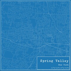 Blueprint US city map of Spring Valley, New York.