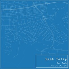 Obraz premium Blueprint US city map of East Islip, New York.