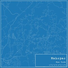 Blueprint US city map of Mahopac, New York.