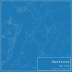 Blueprint US city map of Garrison, New York.