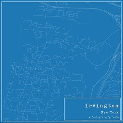 Blueprint US city map of Irvington, New York.