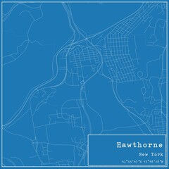 Blueprint US city map of Hawthorne, New York.