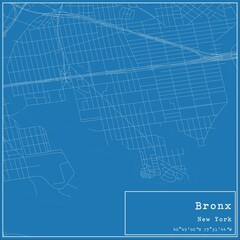 Obraz premium Blueprint US city map of Bronx, New York.