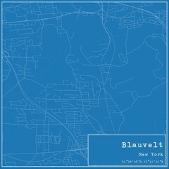 Blueprint US city map of Blauvelt, New York.