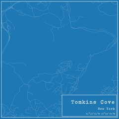Blueprint US city map of Tomkins Cove, New York.