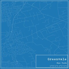 Blueprint US city map of Greenvale, New York.