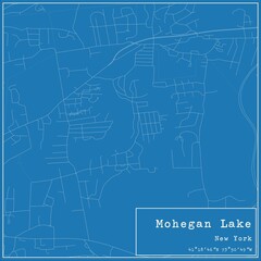 Blueprint US city map of Mohegan Lake, New York.