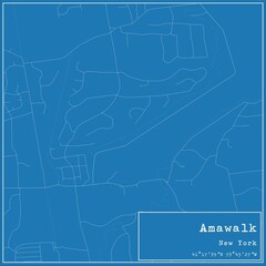 Blueprint US city map of Amawalk, New York.