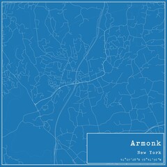 Blueprint US city map of Armonk, New York.